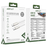 Cablu Acefast de date (C24-03), Type-C to Type-C, Incarcare rapida, 60W, Ultra‑Thin Flat Design, Nylon Braided, 1.2m, alb