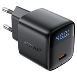 Incarcator retea Acefast (A135), Type-C, GaN, Incarcare rapida, PD45W, Afisaj LED, AC100-240V, 1.2A, 50Hz/60Hz, EU Plug, negru
