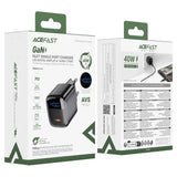 Incarcator retea Acefast (A135), Type-C, GaN, Incarcare rapida, PD45W, Afisaj LED, AC100-240V, 1.2A, 50Hz/60Hz, EU Plug, negru