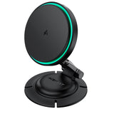 Suport auto Acefast cu Incarcare Wireless (D65), Magnetic, 15W, 3+1 Axis Adjustability, Lumina, Pliabil, negru