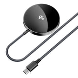 Incarcator wireless Acefast Magnetic Incarcator Wireless (E24), MagSafe, Fast Charge, Qi2, Type-C, 15W, 2.25A, Tempered Glass, 1.2m, negru