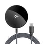 Incarcator wireless Acefast Magnetic Incarcator Wireless (E24), MagSafe, Fast Charge, Qi2, Type-C, 15W, 2.25A, Tempered Glass, 1.2m, negru