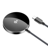 Incarcator wireless Acefast Magnetic Incarcator Wireless (E24), MagSafe, Fast Charge, Qi2, Type-C, 15W, 2.25A, Tempered Glass, 1.2m, negru