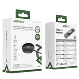 Incarcator wireless Acefast Magnetic Incarcator Wireless (E24), MagSafe, Fast Charge, Qi2, Type-C, 15W, 2.25A, Tempered Glass, 1.2m, negru