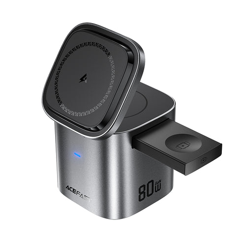 Incarcator wireless 6in1 Acefast (Z9), Wired si Incarcare Wireless rapida, GaN, USB, USB-C, 80W, Phone/Watch/Buds/Laptop, negru