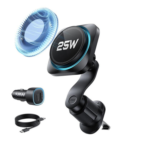 Suport auto cu incarcare wireless ESR OmniLock cu Incarcator auto (2B5280161), pentru Grila ventilatie, 360°, Magnetic Qi2, Pro-level Arm, 25W, negru