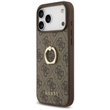 Husa pentru iPhone 17 Pro Max, Guess Hardcase 4G Ring Stand (GUHCP17X4GMRBR), maro