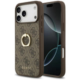 Husa pentru iPhone 17 Pro Max, Guess Hardcase 4G Ring Stand (GUHCP17X4GMRBR), maro