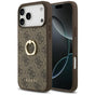 Husa pentru iPhone 17 Pro Max, Guess Hardcase 4G Ring Stand (GUHCP17X4GMRBR), maro