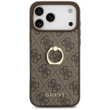 Husa pentru iPhone 17 Pro Max, Guess Hardcase 4G Ring Stand (GUHCP17X4GMRBR), maro
