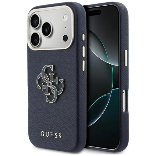 Husa pentru iPhone 17 Pro Max, Guess Hardcase Resin Logo (GUHCP17X5PS4RGGB), albastru