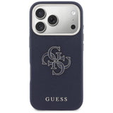 Husa pentru iPhone 17 Pro Max, Guess Hardcase Resin Logo (GUHCP17X5PS4RGGB), albastru