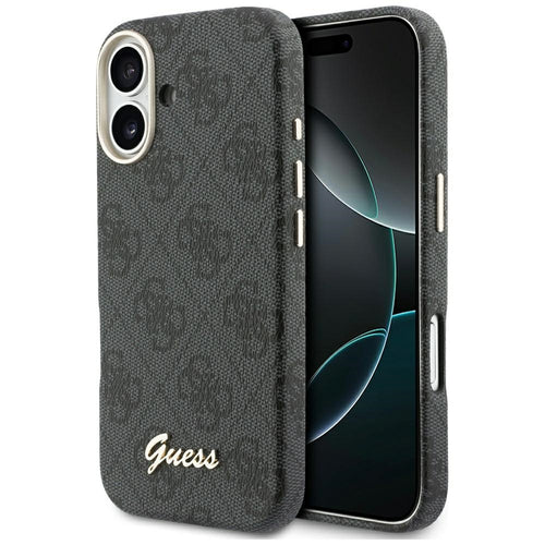 Husa pentru iPhone 17, Guess 4G Script MagSafe (GUHMP17S5P4FWMSK), negru
