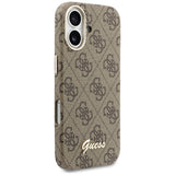 Husa pentru iPhone 17, Guess 4G Script MagSafe (GUHMP17S5P4FWMSW), maro