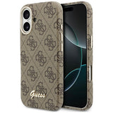 Husa pentru iPhone 17, Guess 4G Script MagSafe (GUHMP17S5P4FWMSW), maro