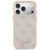 Husa pentru iPhone 17 Pro Max, Guess 4G Script MagSafe (GUHMP17X5P4FWMSP), roz