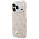 Husa pentru iPhone 17 Pro Max, Guess 4G Script MagSafe (GUHMP17X5P4FWMSP), roz