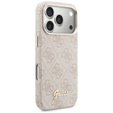 Husa pentru iPhone 17 Pro Max, Guess 4G Script MagSafe (GUHMP17X5P4FWMSP), roz