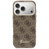 Husa pentru iPhone 17 Pro, Guess 4G Script MagSafe (GUHMP17L5P4FWMSW), maro