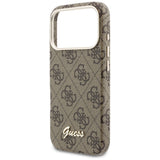 Husa pentru iPhone 17 Pro, Guess 4G Script MagSafe (GUHMP17L5P4FWMSW), maro
