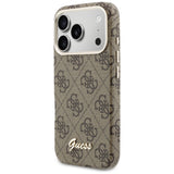 Husa pentru iPhone 17 Pro, Guess 4G Script MagSafe (GUHMP17L5P4FWMSW), maro