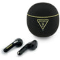 Casti wireless Guess Script Print (GUTWSA15HETK), In-ear, Bluetooth, TWS, Small Round Design, negru