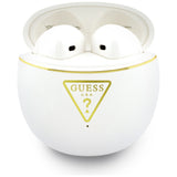 Casti wireless Guess Script Print (GUTWSA15HETH), In-ear, Bluetooth, TWS, Small Round Design, alb