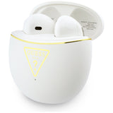Casti wireless Guess Script Print (GUTWSA15HETH), In-ear, Bluetooth, TWS, Small Round Design, alb