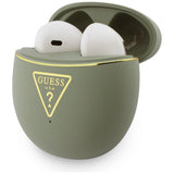 Casti wireless Guess Script Print (GUTWSA15HETN), In-Ear, Bluetooth, TWS, Small Round Design, kaki