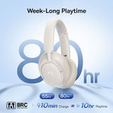 Casti wireless Baseus Bas BH1 NC (A0203702), Bluetooth 6.0, ANC, Hi-Res, 5-Microfon ENC, CloudComfort, Reglabil, alb