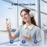 Casti wireless Baseus Bas BH1 NC (A0203702), Bluetooth 6.0, ANC, Hi-Res, 5-Microfon ENC, CloudComfort, Reglabil, alb