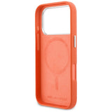 Husa pentru iPhone 17 Pro, Karl Lagerfeld Karl & Choupette Head Pin Saffiano MagSafe (KLHMP17L6PFKCLO), portocaliu