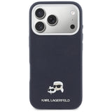 Husa pentru iPhone 17 Pro, Karl Lagerfeld Karl & Choupette Heads Pin Saffiano MagSafe (KLHMP17L6PFKCLB), bleu