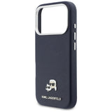 Husa pentru iPhone 17 Pro, Karl Lagerfeld Karl & Choupette Heads Pin Saffiano MagSafe (KLHMP17L6PFKCLB), bleu