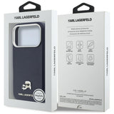 Husa pentru iPhone 17 Pro, Karl Lagerfeld Karl & Choupette Heads Pin Saffiano MagSafe (KLHMP17L6PFKCLB), bleu