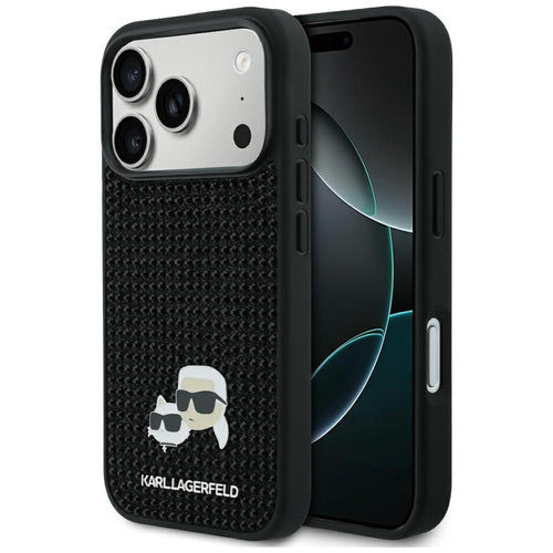 Husa pentru iPhone 17 Pro, Karl Lagerfeld Hardcase Rhinestone cu K&C Pin (KLHCP17L6PRKCLK), negru