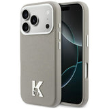 Husa pentru iPhone 17 Pro, Karl Lagerfeld Hardcase Piele MagSafe cu K Head Logo (KLHMP17L5PGFKHGG), gri