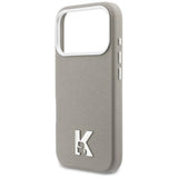 Husa pentru iPhone 17 Pro, Karl Lagerfeld Hardcase Piele MagSafe cu K Head Logo (KLHMP17L5PGFKHGG), gri