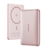 Baterie Externa Baseus Picogo AM41 Ultra-Slim (E0027202), cu USB-C Cable, Magnetic, Qi2 15W, 27W Wired, 10000mAh, Roz