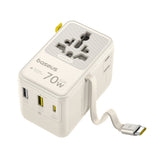 Adaptor pentru Calatorie Baseus Enercore CG11 (E0307E01), cu Retractabil Cable, 2AC+2U+2C, 70W Incarcare Rapida, GaN, Universal