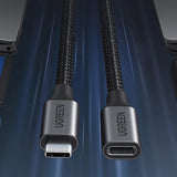 Cablu UGREEN de date US372 (45191), Type-C Male to Type-C Female, Incarcare rapida, 100W, 10Gbps, 1m, negru