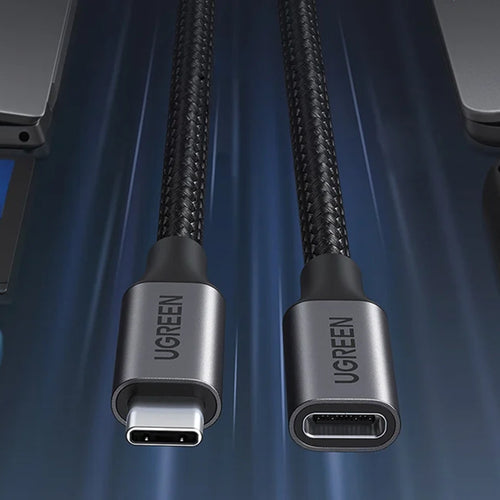 Cablu UGREEN de date US372 (45191), Type-C Male to Type-C Female, Incarcare rapida, 100W, 10Gbps, 1m, negru
