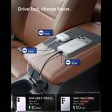 Incarcator auto Spigen Essential EV603BT (ACP10515), 3in1, USB, 2x Type-C, Integrat Retractabil Cable, Incarcare rapida, 60W, 72cm, negru
