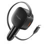 Incarcator auto Spigen Essential EV603BT (ACP10515), 3in1, USB, 2x Type-C, Integrat Retractabil Cable, Incarcare rapida, 60W, 72cm, negru