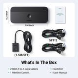 Adaptor UGREEN Sharing Switch CM662 (15705), 2x USB, 1x Mini USB, 3x USB, Type-C, 5Gbps, Negru
