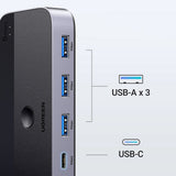 Adaptor UGREEN Sharing Switch CM662 (15705), 2x USB, 1x Mini USB, 3x USB, Type-C, 5Gbps, Negru