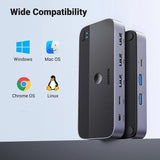 Adaptor UGREEN Sharing Switch CM662 (15705), 2x USB, 1x Mini USB, 3x USB, Type-C, 5Gbps, Negru