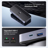 Adaptor UGREEN Sharing Switch CM662 (15705), 2x USB, 1x Mini USB, 3x USB, Type-C, 5Gbps, Negru