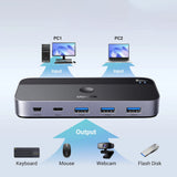 Adaptor UGREEN Sharing Switch CM662 (15705), 2x USB, 1x Mini USB, 3x USB, Type-C, 5Gbps, Negru