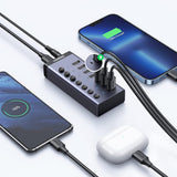 Adaptor UGREEN, Docking Station Cm481 90307 With Power Type-C to 7x USB 5gbps Individual Switch LED Light 1m Koff